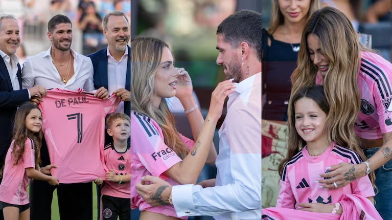 Rodrigo De Paul fue presentado en el Inter Miami: las fotos junto a Tini Stoessel y sus dos hijos