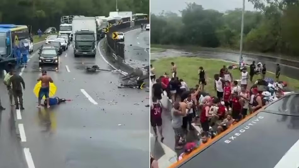 Volcó un micro con hinchas de Flamengo: viajaban a Buenos Aires para ver el partido contra Racing y dejó un saldo de 16 heridos
